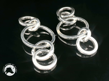 Elegant Silver Rings Dangle Earrings 50mm