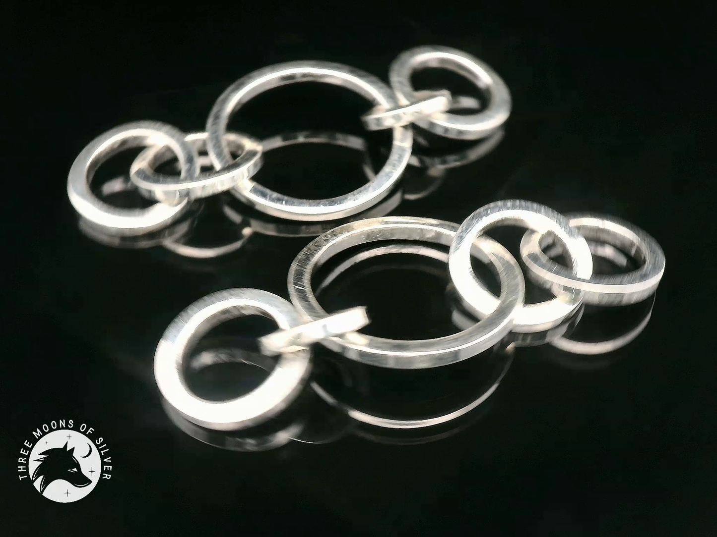 Elegant Silver Rings Dangle Earrings 50mm