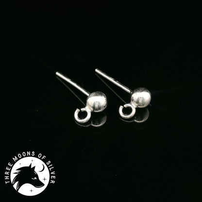 Elegant Silver Sphere Stud Earrings 15mm