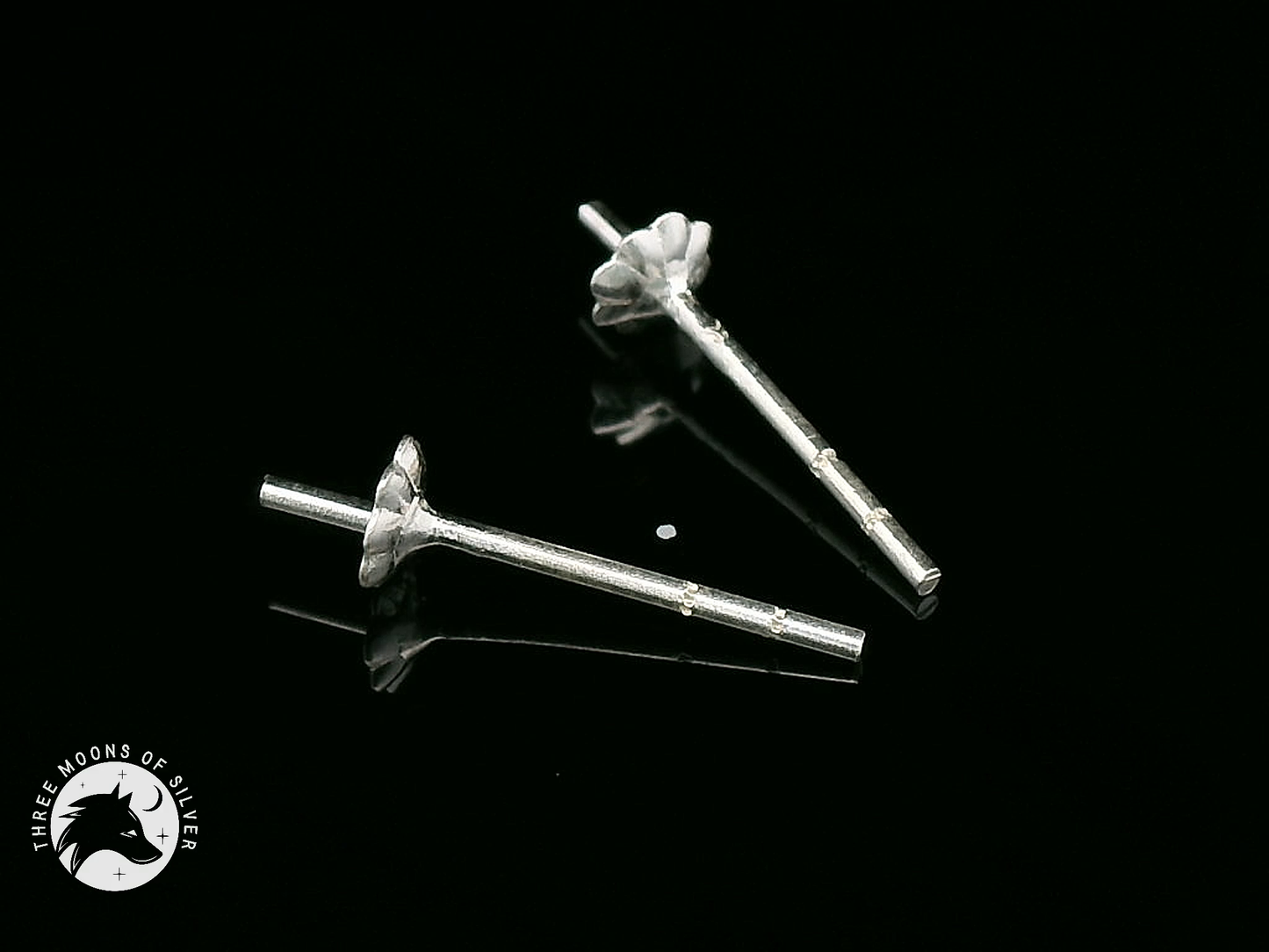 Elegant Silver Stud Flower Earrings 4mm