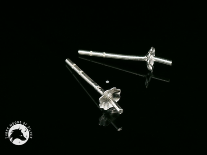 Elegant Silver Stud Flower Earrings 4mm