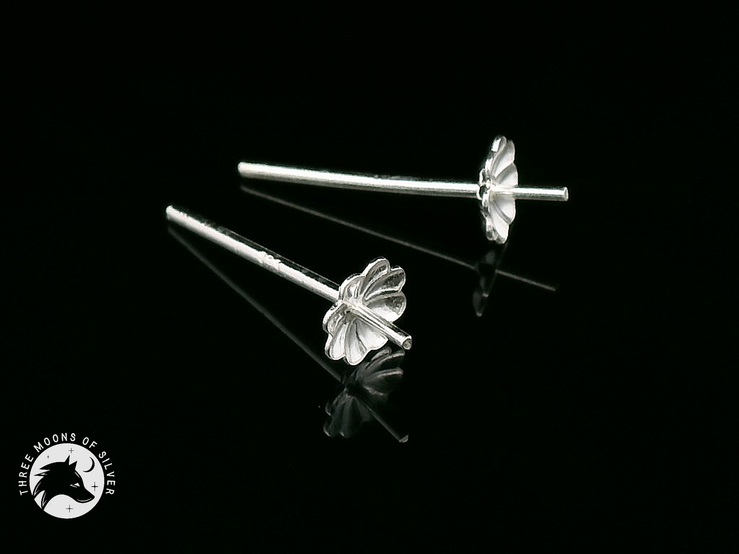 Elegant Silver Stud Flower Earrings 5mm