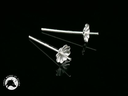 Elegant Silver Stud Flower Earrings 5mm