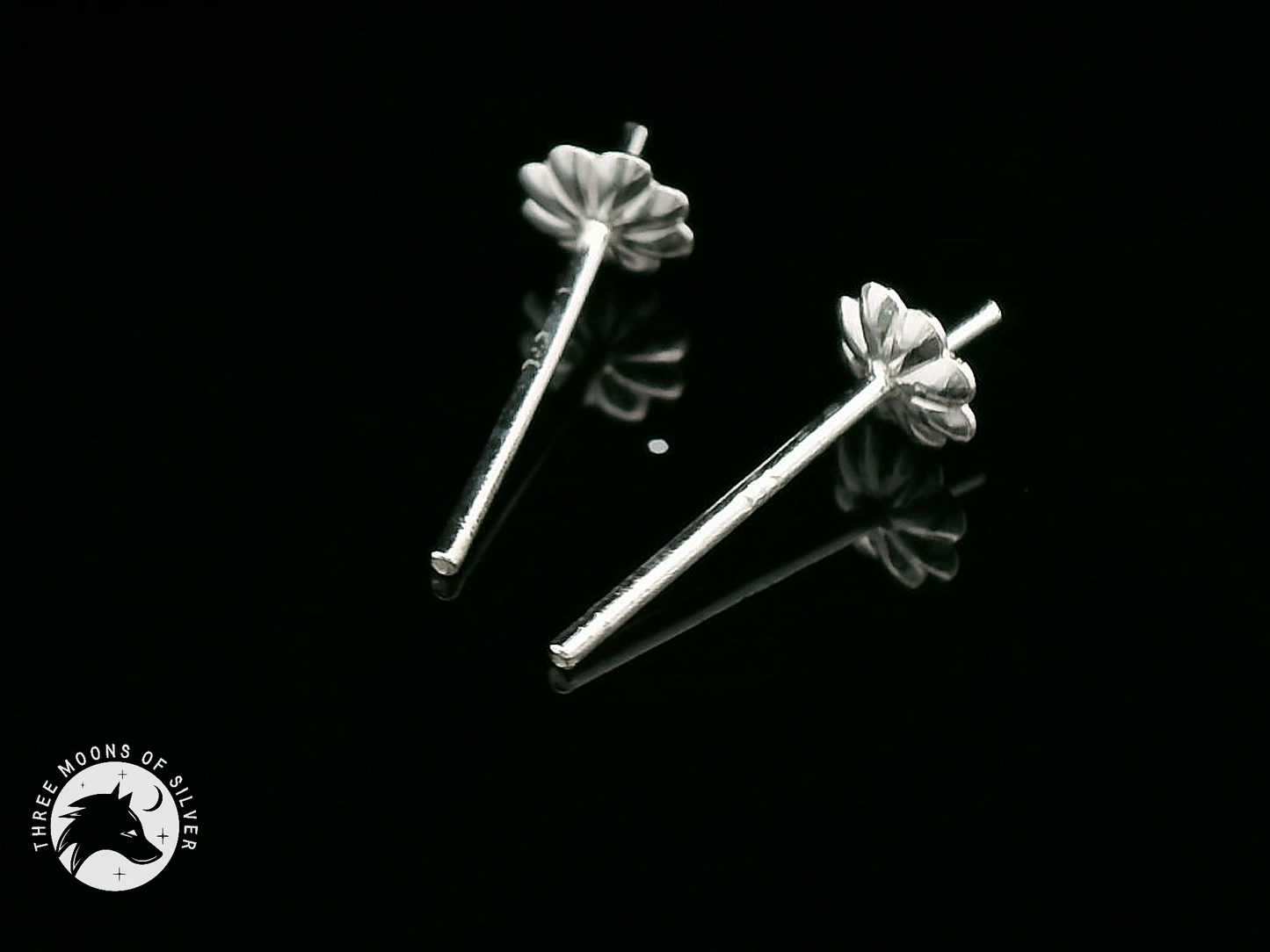 Elegant Silver Stud Flower Earrings 5mm