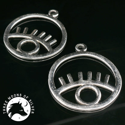 Silver Eye-Shaped Drop Earrings 23mm