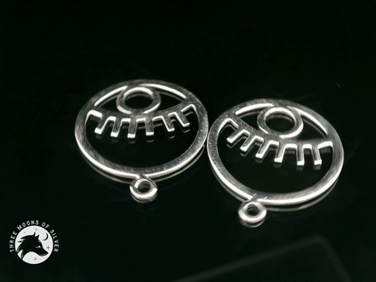 Silver Eye-Shaped Drop Earrings 23mm