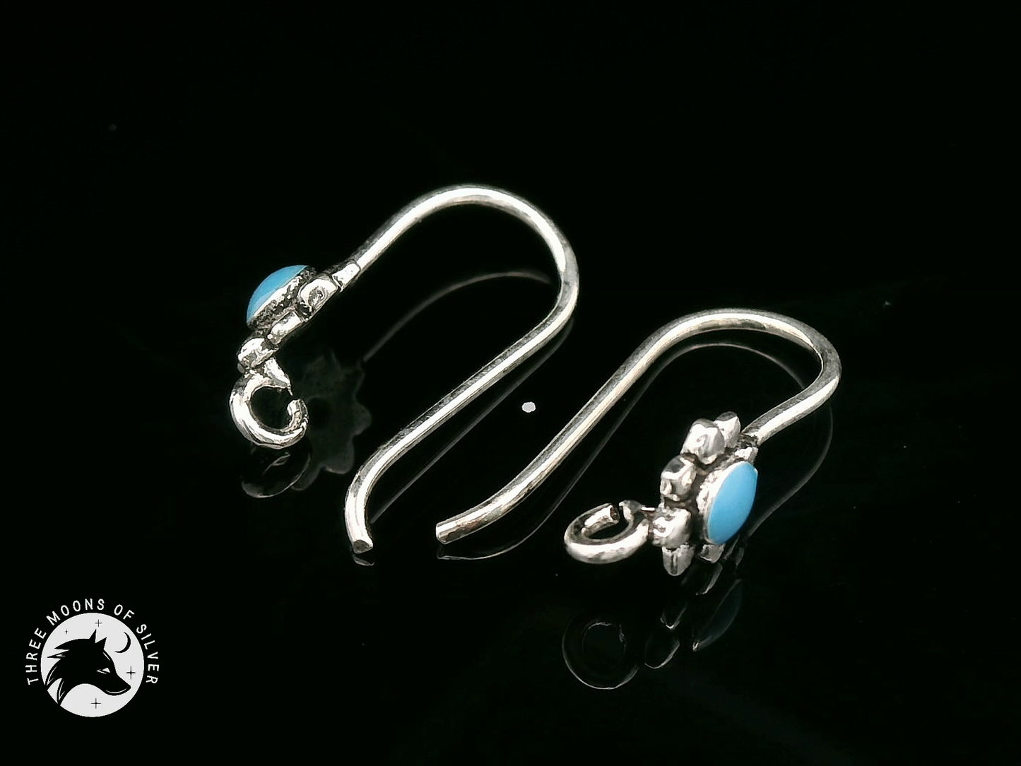 Silver Flower Fish Hook Earrings 15mm