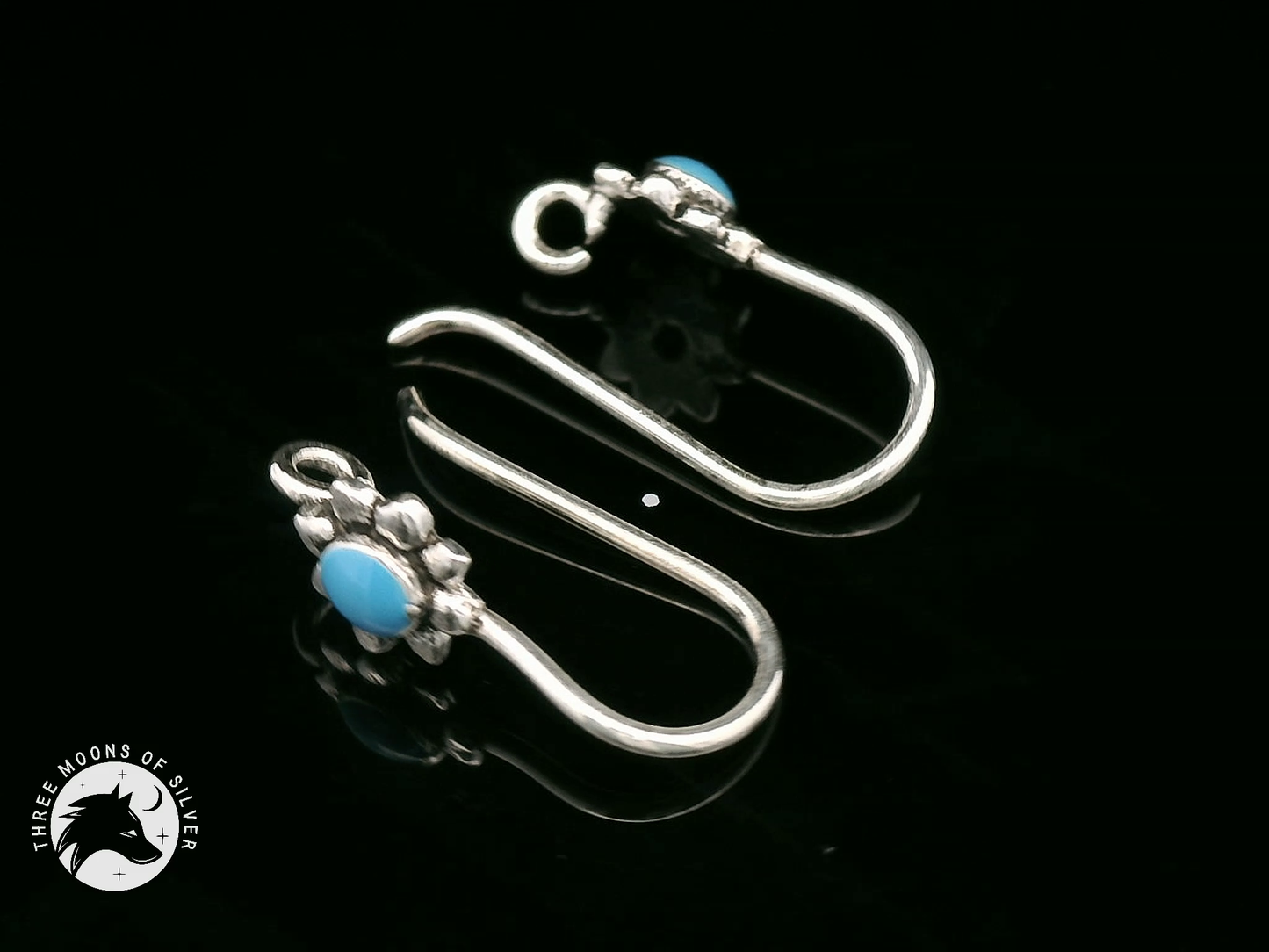 Silver Flower Fish Hook Earrings 15mm