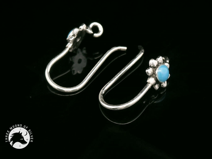 Silver Flower Fish Hook Earrings 15mm