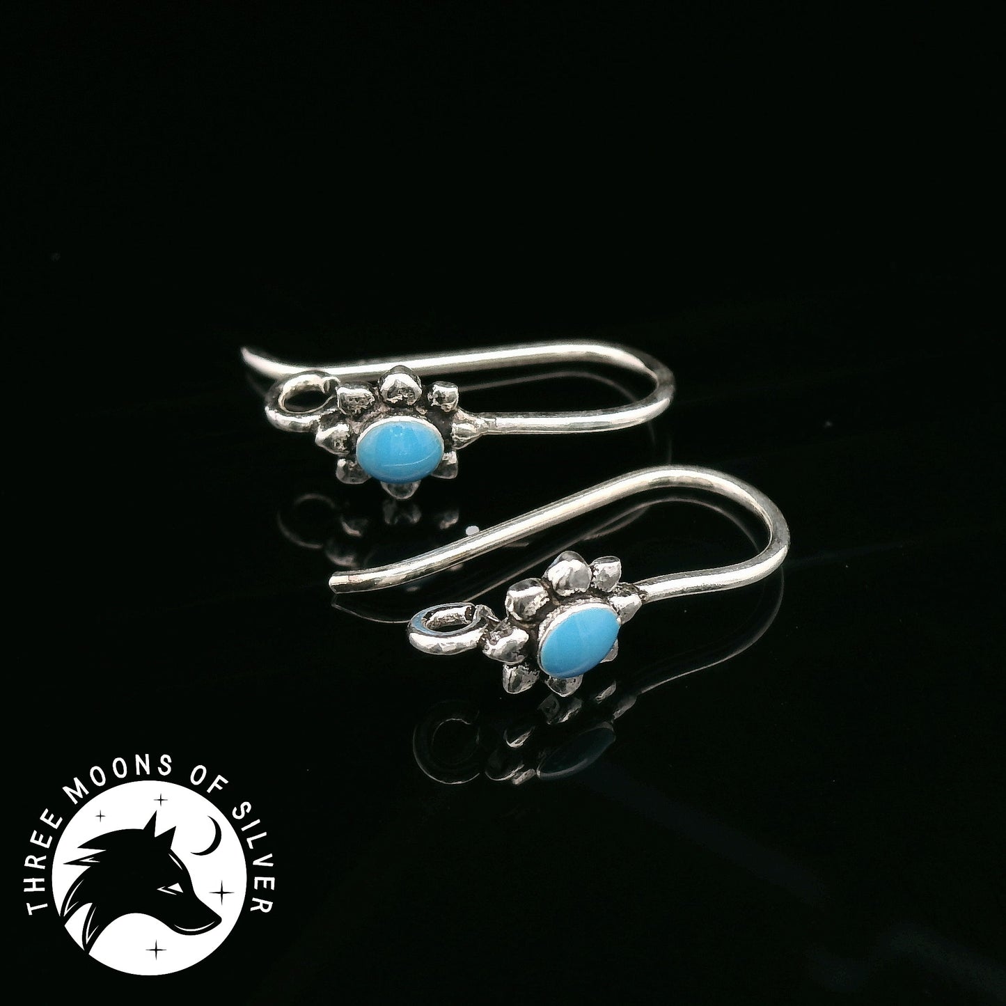 Silver Flower Fish Hook Earrings 15mm