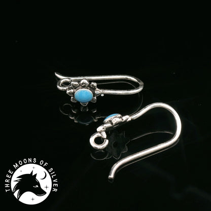 Silver Flower Fish Hook Earrings 15mm
