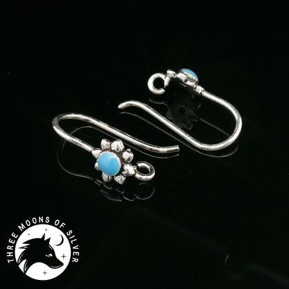 Silver Flower Fish Hook Earrings 15mm