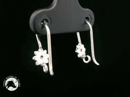 Silver Flower Fish Hook Earrings 15mm