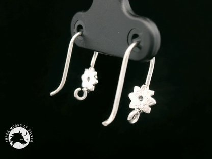Silver Flower Fish Hook Earrings 15mm