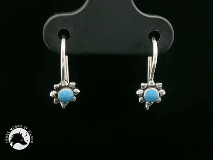 Silver Flower Fish Hook Earrings 15mm