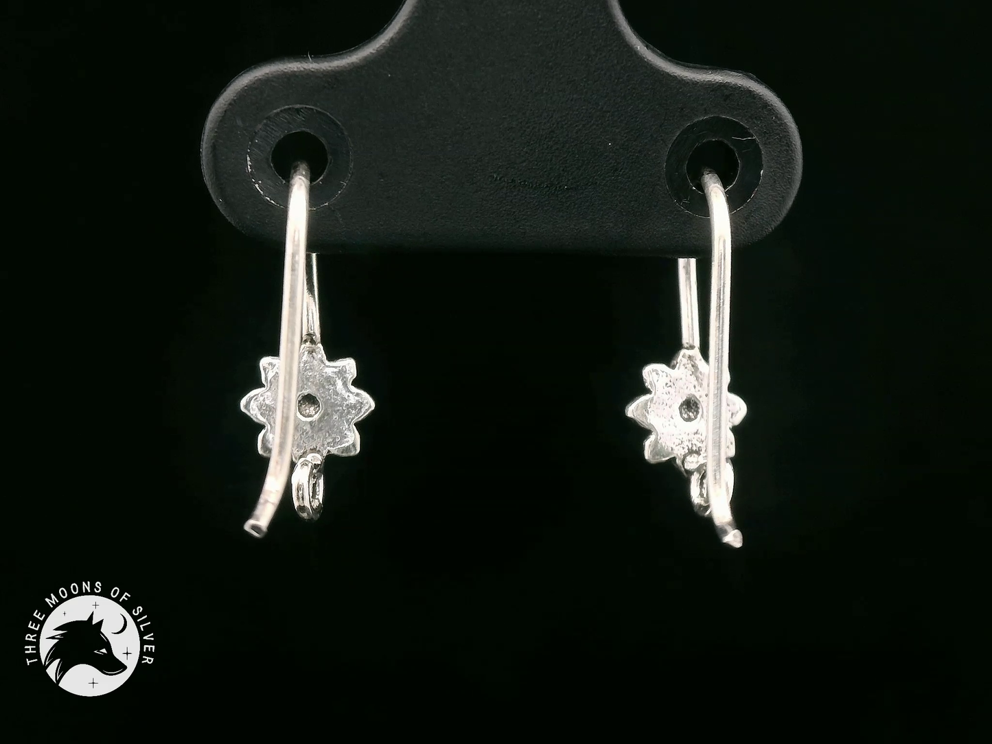 Silver Flower Fish Hook Earrings 15mm