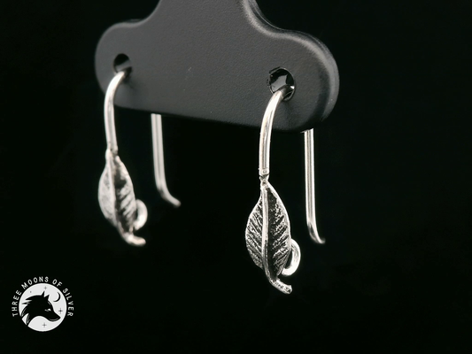 Silver Leaf Fish Hook Earrings 16mm