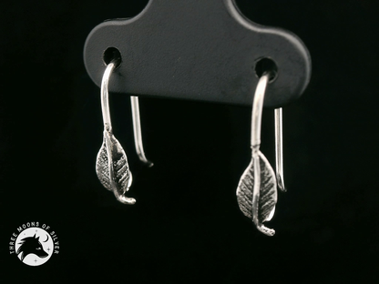 Silver Leaf Fish Hook Earrings 16mm