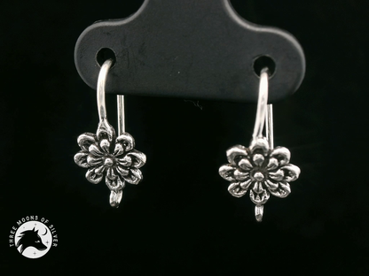 Flower Silver Fish Hook Earrings 16mm