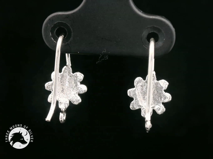 Flower Silver Fish Hook Earrings 16mm