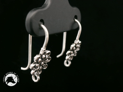 Flower Silver Fish Hook Earrings 16mm