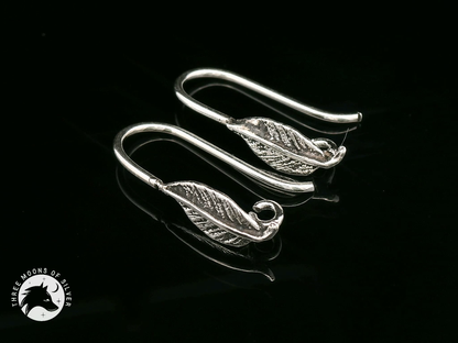 Silver Leaf Fish Hook Earrings 16mm