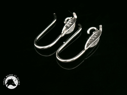 Silver Leaf Fish Hook Earrings 16mm