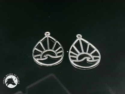 Wave and Sunrise/Sunset Silver Drop Earrings 18mm