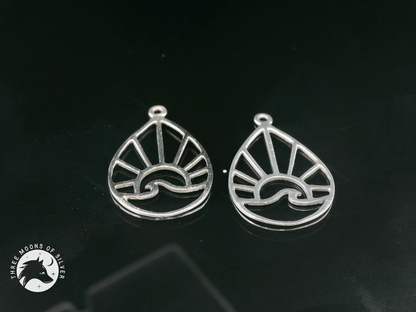 Wave and Sunrise/Sunset Silver Drop Earrings 18mm