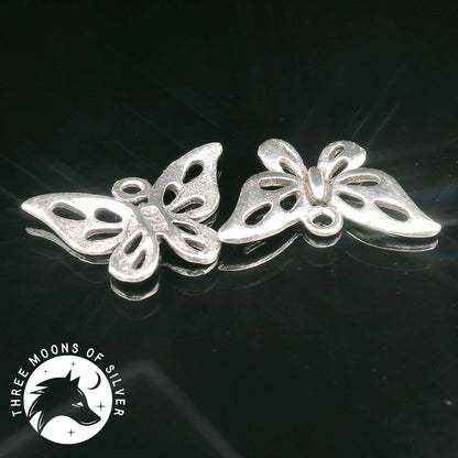 Elegant Silver Butterfly Drop Earrings 10mm