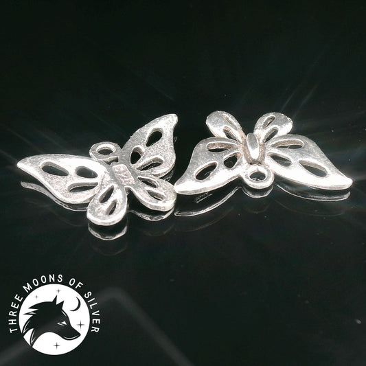 Elegant Silver Butterfly Drop Earrings 10mm