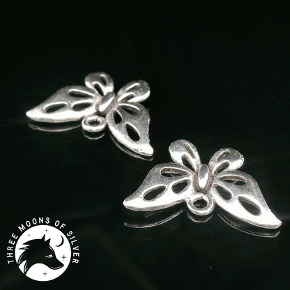 Elegant Silver Butterfly Drop Earrings 10mm