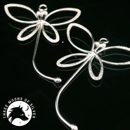 Elegant Silver Butterfly Drop Earrings 35mm