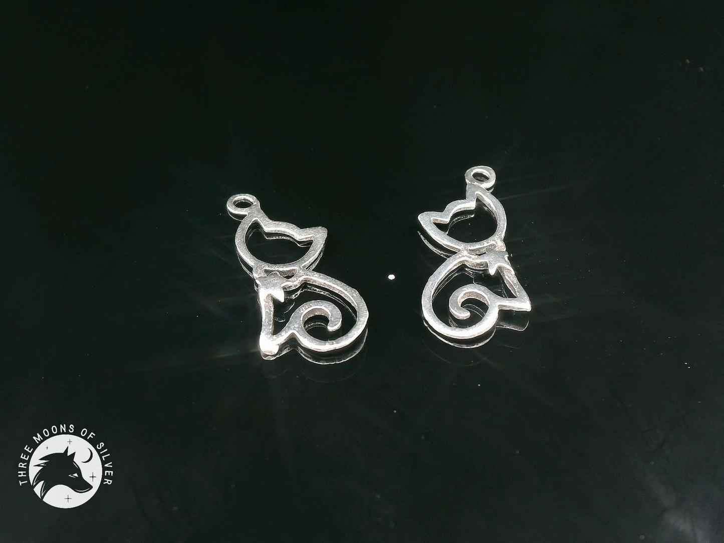 Silver Cat-shaped Charms 18mm