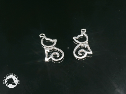 Silver Cat-shaped Charms 18mm