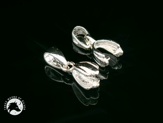 Silver Finish Brass Pinch Bails Pendants 14mm