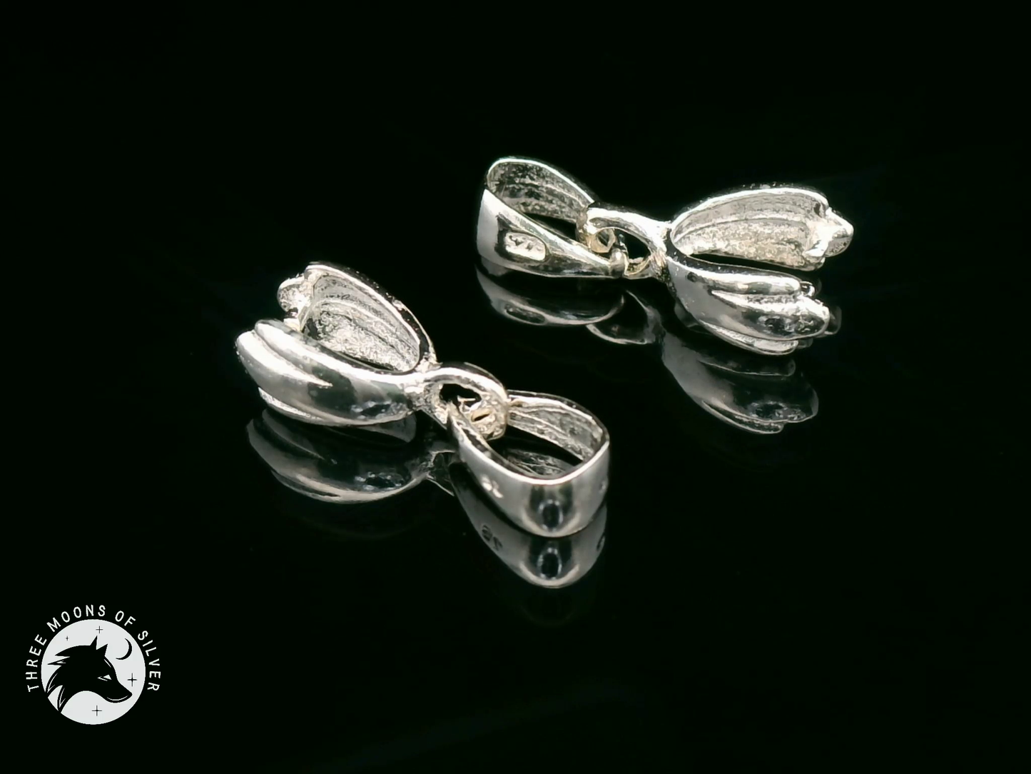 Silver Finish Brass Pinch Bails Pendants 14mm