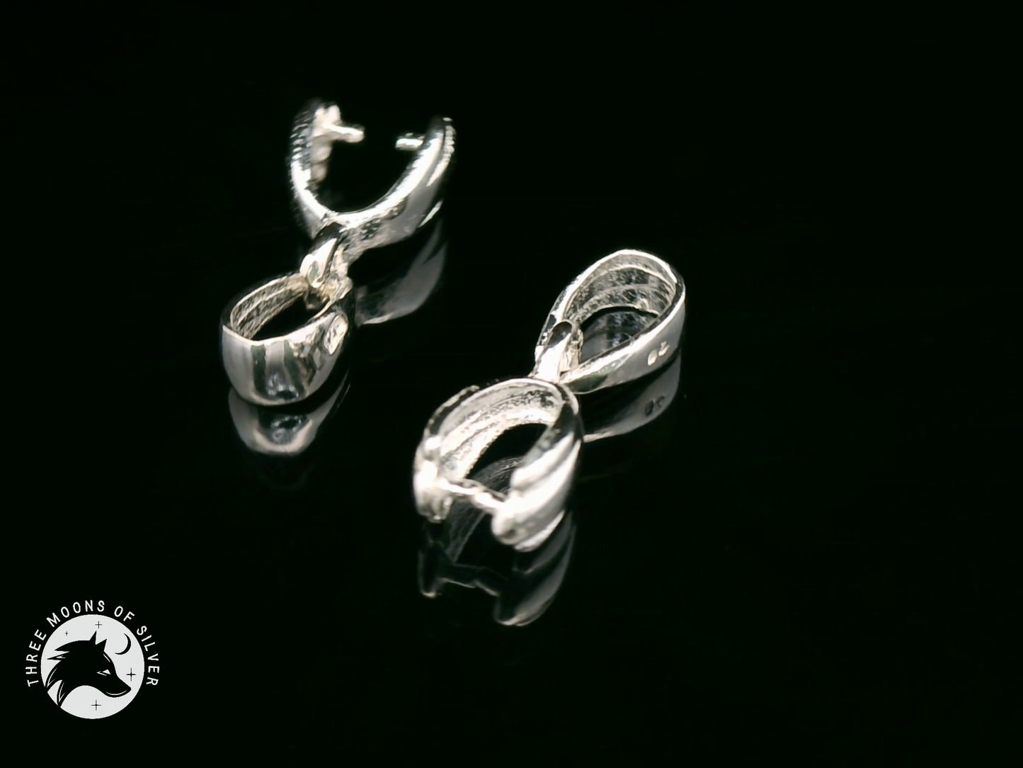Silver Finish Brass Pinch Bails Pendants 14mm