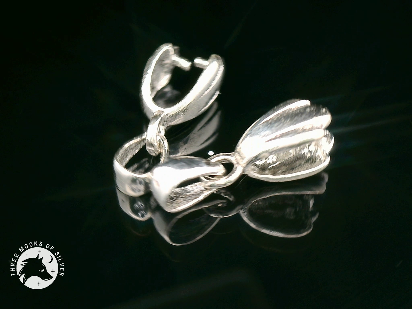 Silver Finish Brass Pinch Bails Pendants 16mm