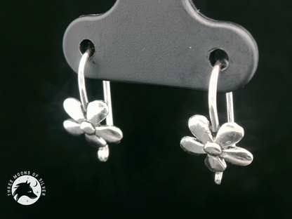 Stunning Silver Flower Fish Hook Earrings 15mm
