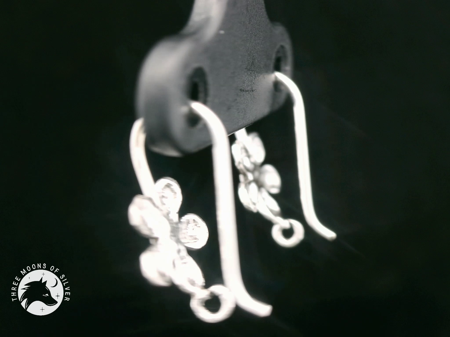 Stunning Silver Flower Fish Hook Earrings 15mm