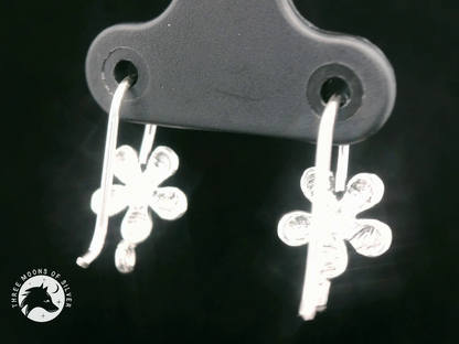Stunning Silver Flower Fish Hook Earrings 15mm