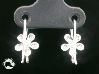 Stunning Silver Flower Fish Hook Earrings 15mm