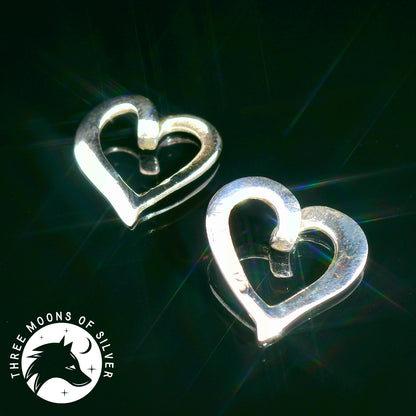 Elegant Silver Heart Drop Earrings 15mm