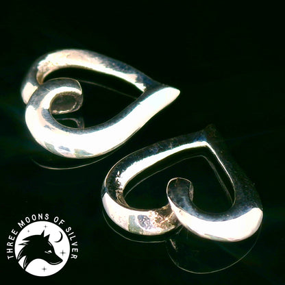 Elegant Silver Heart Drop Earrings 15mm