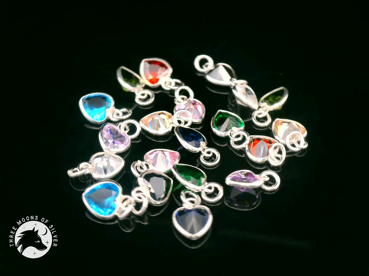 Colorful Crystal Heart Charms & Pendants 9mm