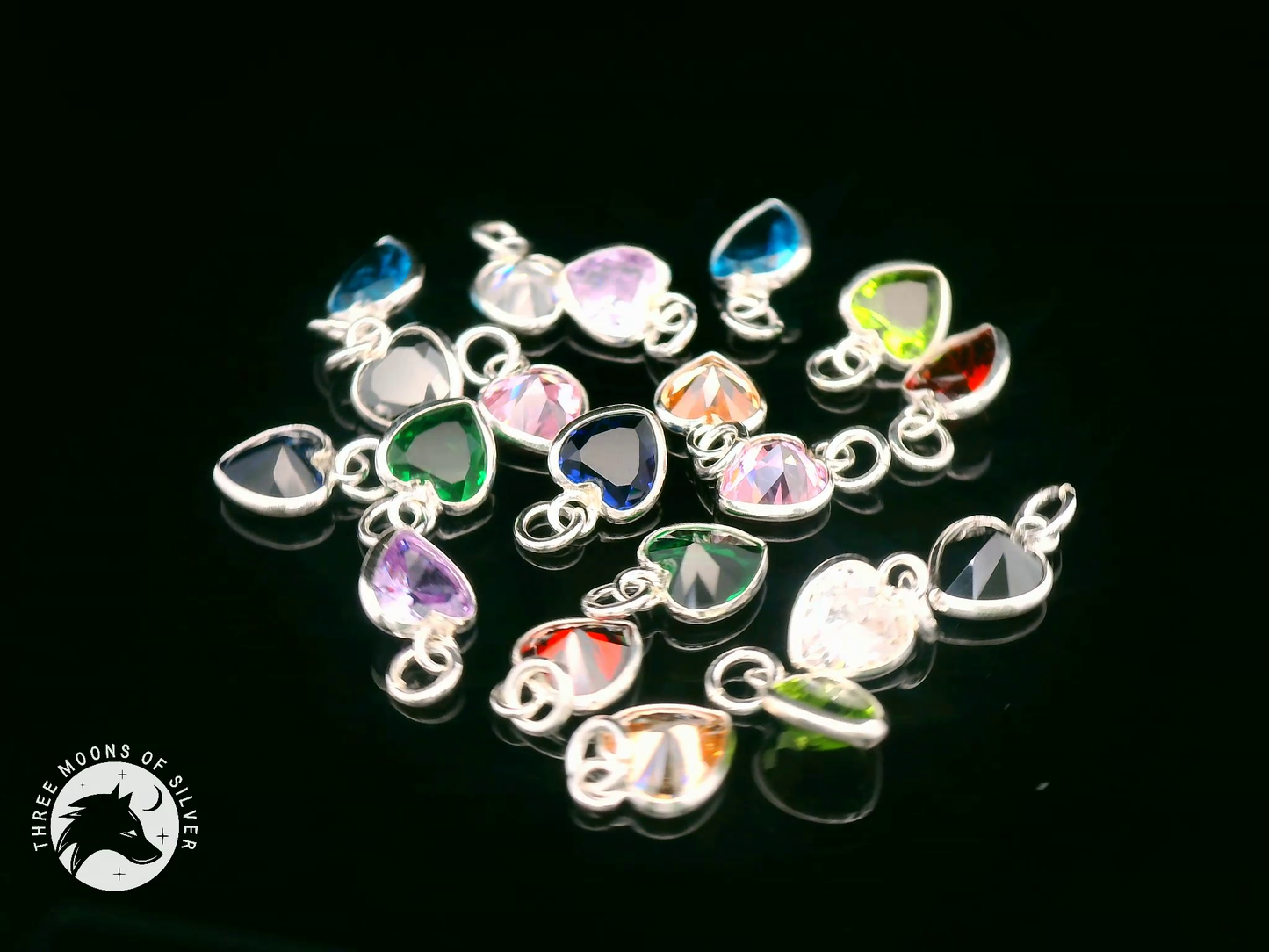 Colorful Crystal Heart Charms & Pendants 9mm