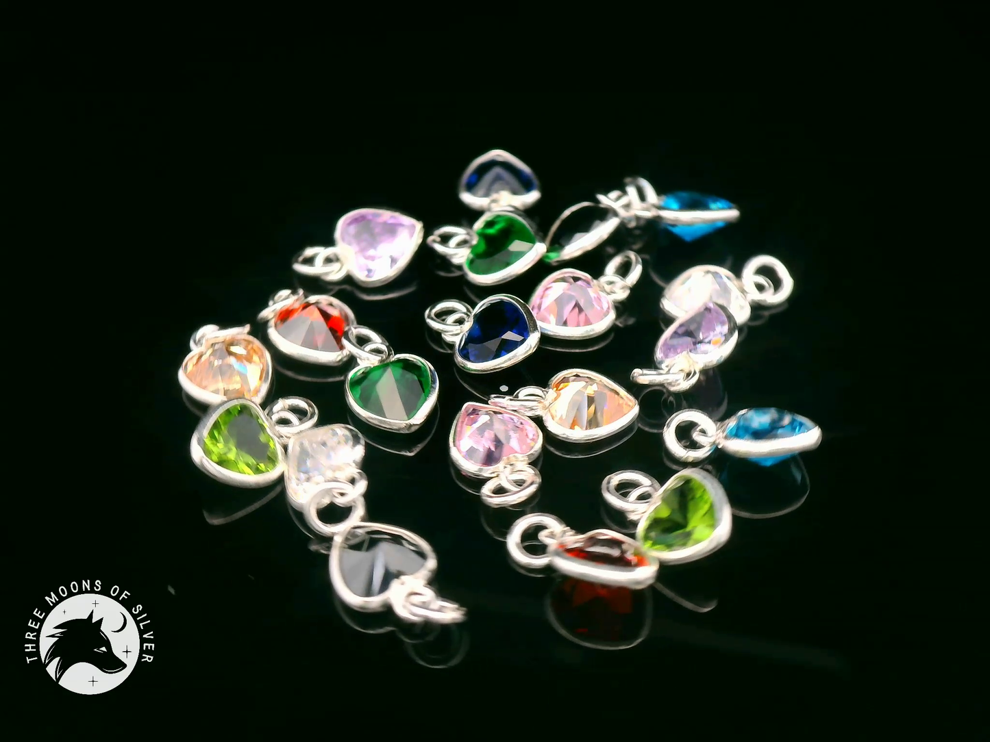 Colorful Crystal Heart Charms & Pendants 9mm