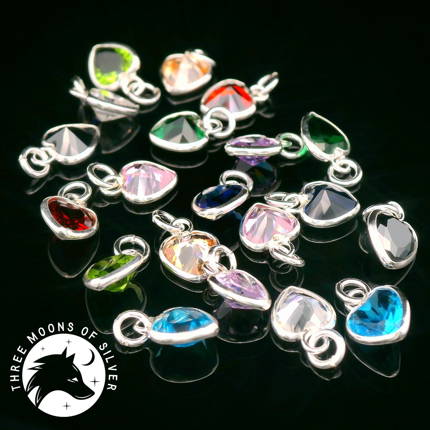 Colorful Crystal Heart Charms & Pendants 9mm