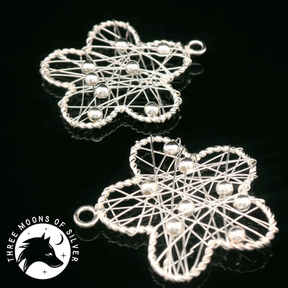 Elegant Flower Silver Drops Earrings 22mm